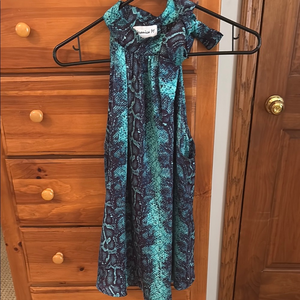 Veronica M Blue and Black Halter Shirt